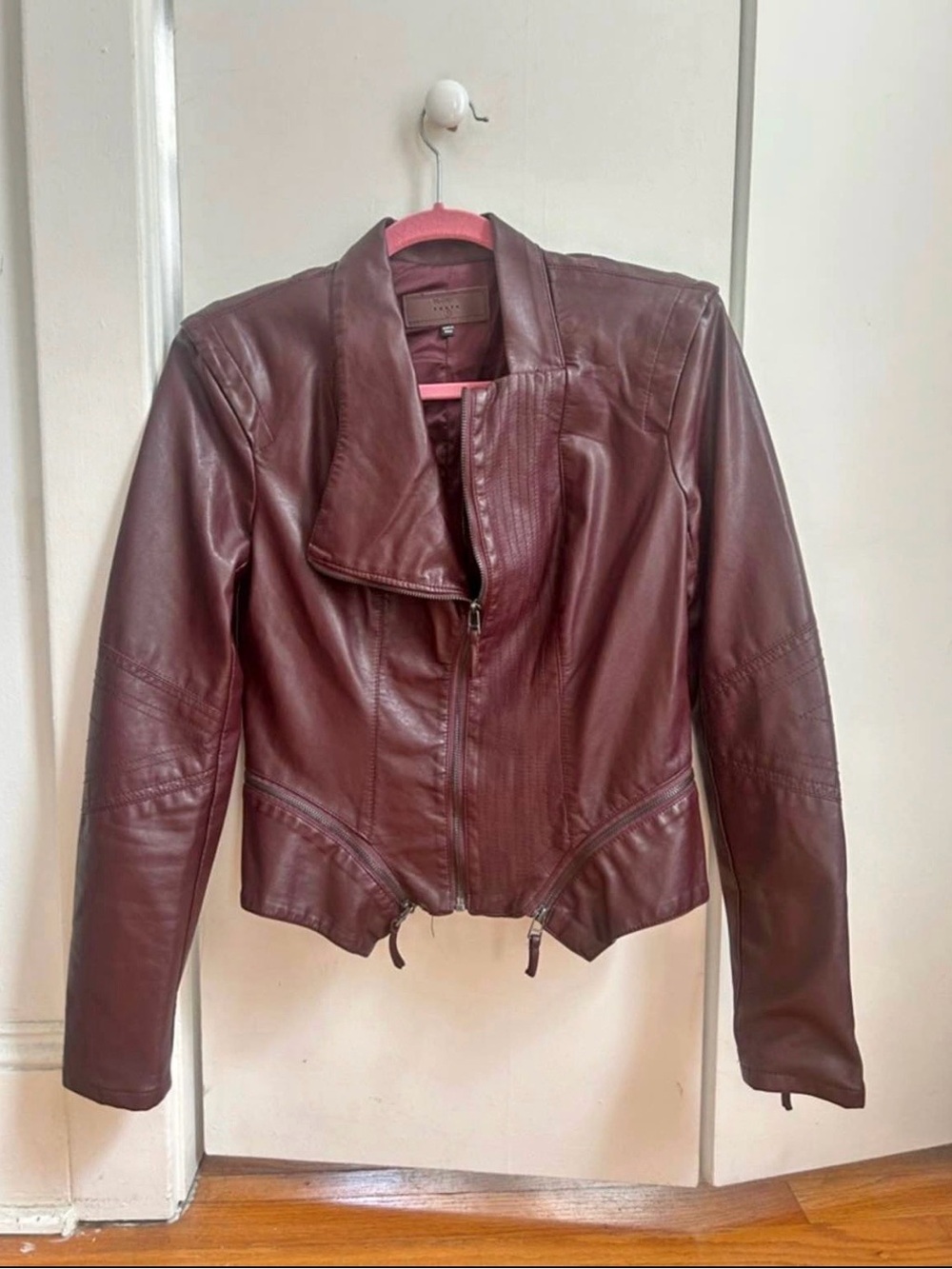 Blank NYC Wine Leather Zip Jacket